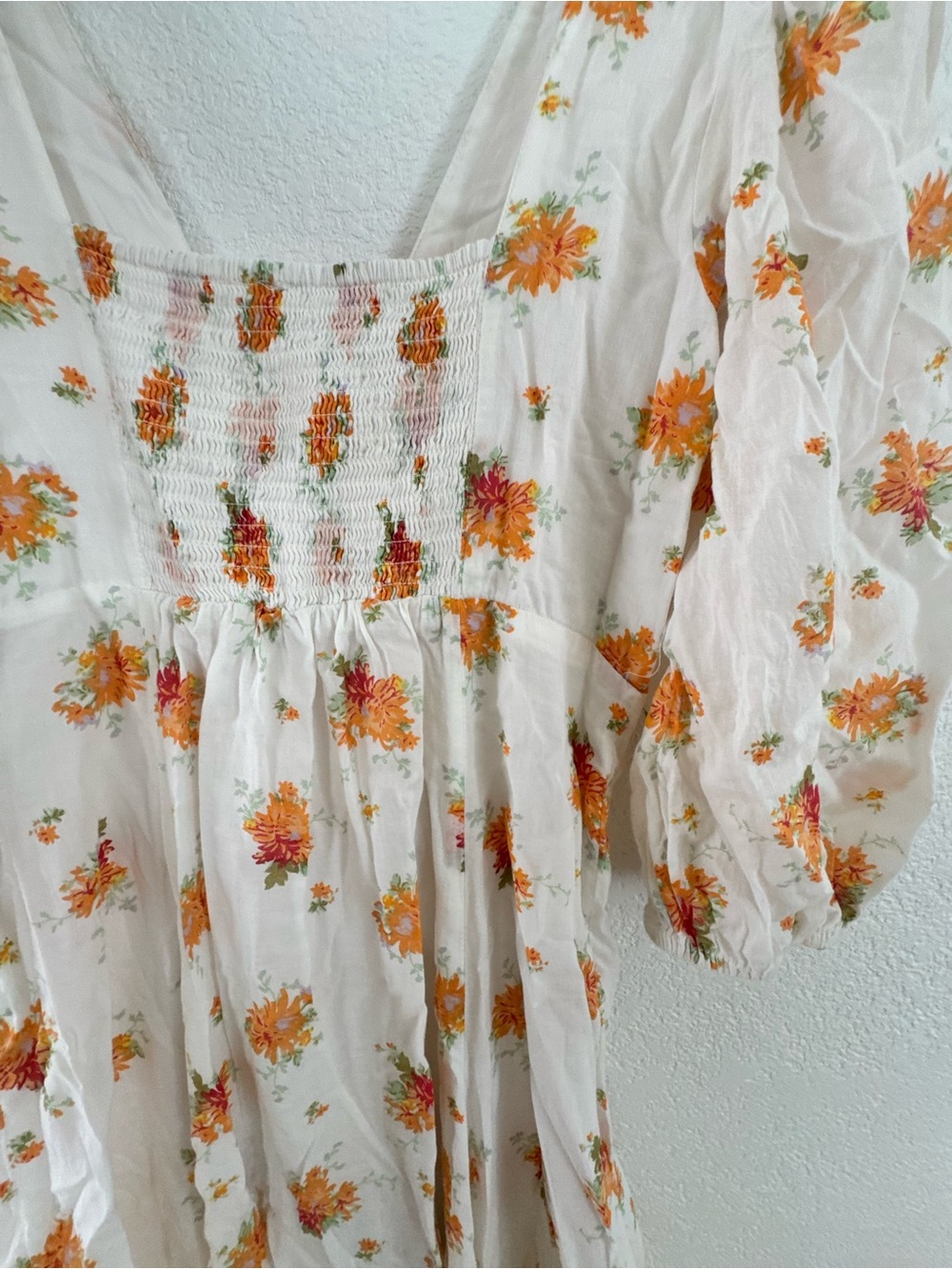 Free People Ivory Maxi Dress with Orange Floral Print - Picture 4 of 9